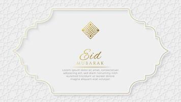 eid Mubarak islámico antecedentes con Arábica modelo y arco marco vector