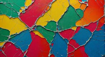 AI generated Colorful Cracked Paint On Wall Abstract Wallpaper photo