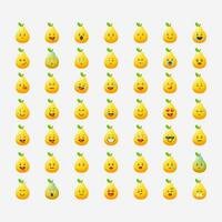 Cute pear with emoticons vector icon illustration