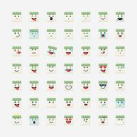 Cute calendar with emoticons vector icon illustration