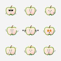 Cute green apple character vector illustration