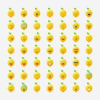 Cute lemon with emoticons vector icon illustration