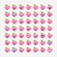 Cute peach with emoticons vector icon illustration