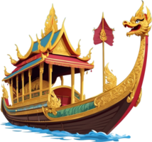 ai generato tailandese reale chiatta, tailandese barca png