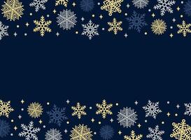 Christmas blue background with snowflakes. Holiday card or greeting card. Happy New Year vector illustration.