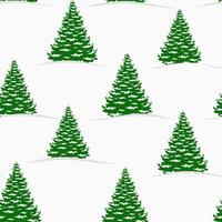 Seamless pattern with fir in the snow forest. Winter landscape. Christmas trees. Happy New Year vector illustration.