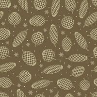 Seamless pattern with Christmas cones. Festive background. Happy New Year vector illustration.