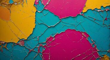 AI generated Colorful Cracked Paint On Wall Abstract Wallpaper photo