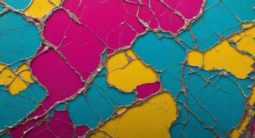 AI generated Colorful Cracked Paint On Wall Abstract Wallpaper photo