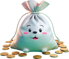 AI generated Cute cartoon Money bag Icon png