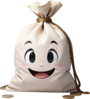 ai généré mignonne dessin animé argent sac icône png