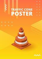 Traffic cone poster for print and design. Vector illustration.