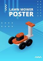 Lawn mower poster for print and design. Vector illustration.