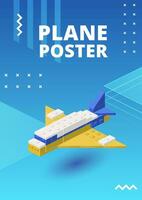 Poster with airplane for print and design. Vector illustration.