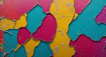 AI generated Colorful Cracked Paint On Wall Abstract Wallpaper photo