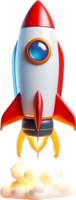 AI generated cartoon rocket illustration png