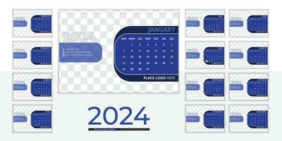 Desk calendar design 2024 vector
