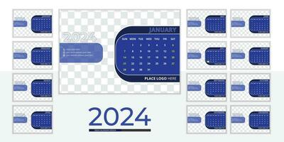 Desk calendar design 2024 vector