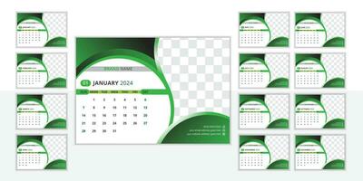 Attractive desk calendar design template 2024 vector