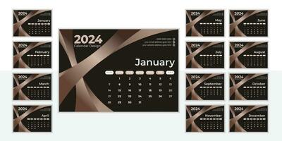 Modern desk calendar design 2024 vector