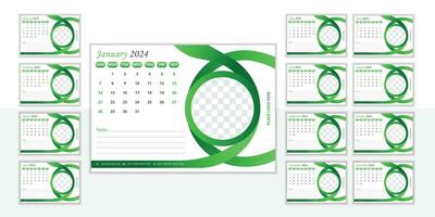 Desk calendar design template 2024 vector