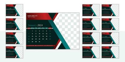 Corporate desk calendar design template 2024 vector