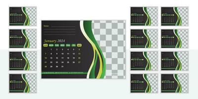 Abstract desk calendar design 2024 vector