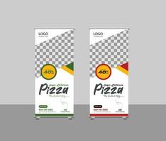 Pizza roll up banner design for restaurant. creative food roll-up banner template, modern restaurant rollup banner vector