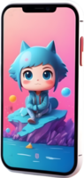 AI generated a smart phone with colorful cartoon ai generative png
