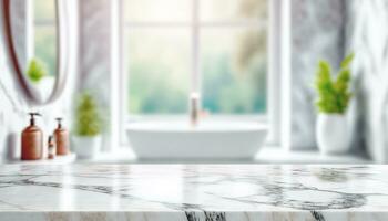 Bathroom backgrounds and marble countertops can be used as models for product display montages or design layouts photo