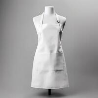 AI generated Mockup of a blank empty white apron displayed on a mannequin, for shop branding identity, generative ai photo