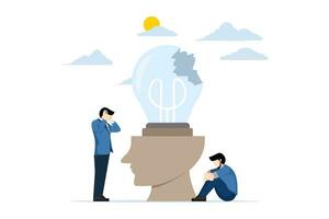 Bad idea concept, Problems with idea, broken idea, business team standing near broken light bulb, problems at work, insight and brainstorming. Failed start-up, project or innovation metaphor. vector