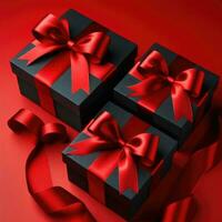 AI generated Black Friday Red Ribboned Gifts Ready for Sale photo