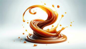 AI generated Lustrous Caramel Swirls Captured in Fluid and Glossy Elegance photo