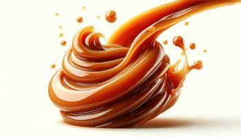 AI generated Lustrous Caramel Swirls Captured in Fluid and Glossy Elegance photo