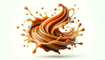 AI generated Lustrous Caramel Swirls Captured in Fluid and Glossy Elegance photo