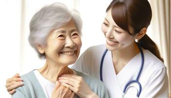 AI generated Compassionate Nurse Caring for the Elderly photo