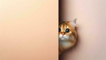 AI generated Close-up of Curious Cat Peeking with Intense Eyes photo