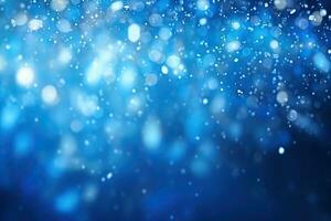 deep blue glitter bokeh background. backdrop of shiny blurry particles photo