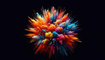 AI generated A Colorful Explosion on a Black Background photo