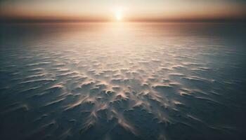 AI generated Ethereal Sunset Over Misty Sand Dunes Landscape photo