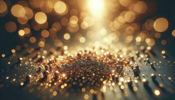 AI generated Sparkling Luxury, Gold Glitter, Bokeh Sparkles, and Particles photo