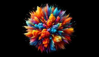 AI generated A Colorful Explosion on a Black Background photo