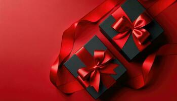 AI generated Black Friday Red Ribboned Gifts Ready for Sale photo