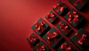 AI generated Black Friday Red Ribboned Gifts Ready for Sale photo