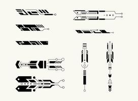 Cyberpunk futuristic element set. Vector illustration