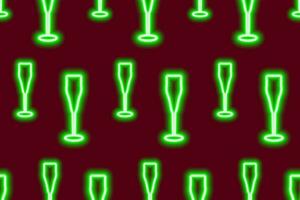 Seamless pattern of luminous neon wineglasses in trendy shade. Cheers. Happy birthday. vector