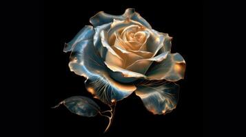 AI generated Ornate Golden Rose Sculpture, Elegance in Metallic Craftsmanship photo