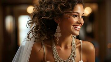 Elegant Bride Radiates Beauty in Delicate Bridal Attire photo