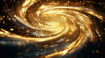 Golden Swirls of Luminous Liquid with Reflective Droplets photo